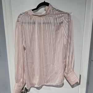 Express Light Pink Sheer Striped Blouse